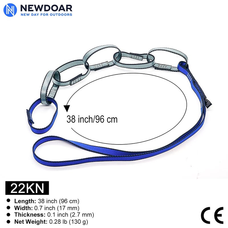 NewDoar Daisy Loop Chain for Climbing,22KN(4950lb) Nylon Webbing Sling 0.7in(17mm) Safe Chain,CE Certified for Outdoor Activities,Personal Anchor Tether System,Aid Climbing(38in/96cm) - Image 2